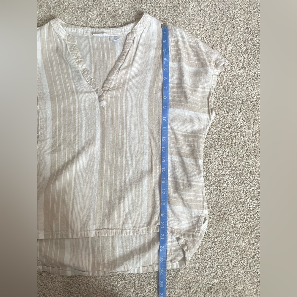 Sigrid Olsen Linen Blend Blouse Top S neutral minimal striped - Picture 8 of 8